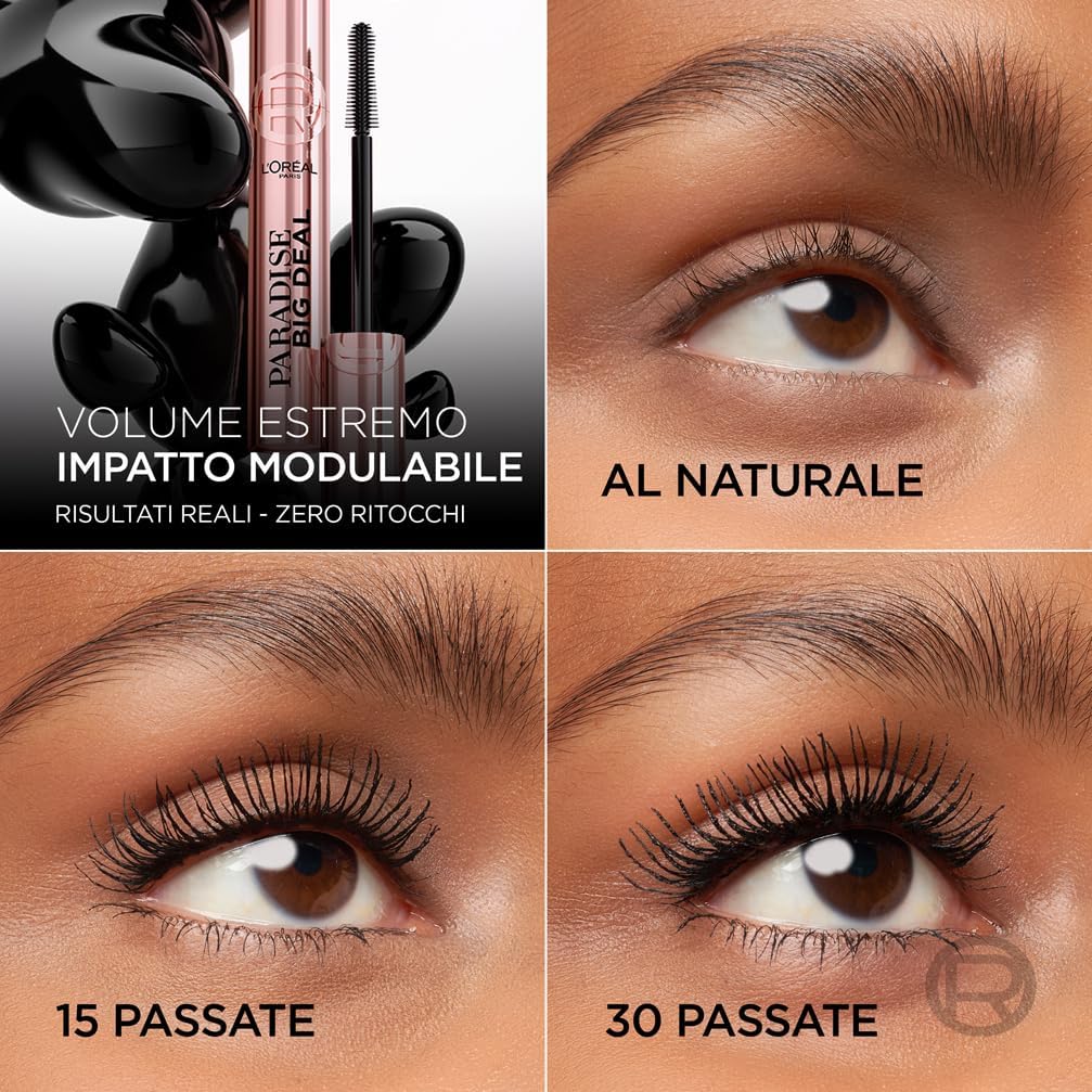 Big Deal Mascara Volumizzante, Adatto a Occhi Sensibili, +100% Volume E Lunghezza Senza Grumi, Formula Modulabile E Stratificabile per Impatto Super, Con Self Smoothing Complex, 9,4Ml