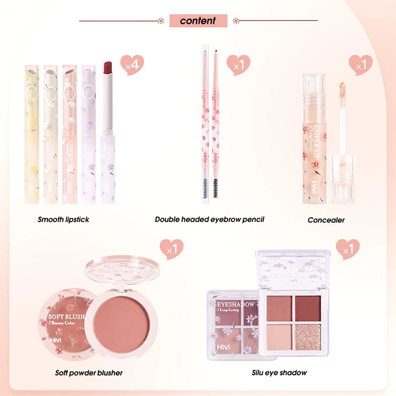 Kit trucco per donna Kit completo, Set di prodotti per il trucco a lunga tenuta, rossetto 8 pezzi