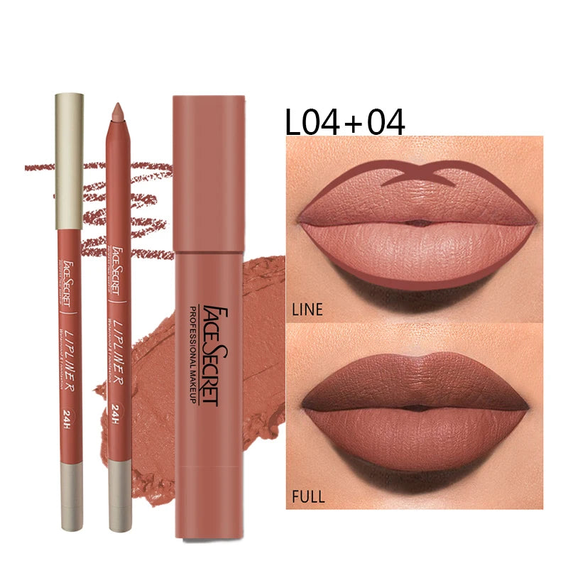 Set di matite e rossetti opachi, trucco labbra impermeabile e duraturo, resa cromatica morbida opaca, cosmetici per il trucco da donna