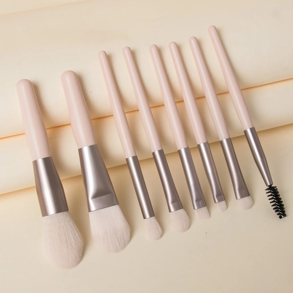 8 pezzi di pennelli per trucco Macaron set ombretto fondotinta donna pennello cosmetico fard fai da te polvere miscelazione bellezza morbida strumenti per il trucco