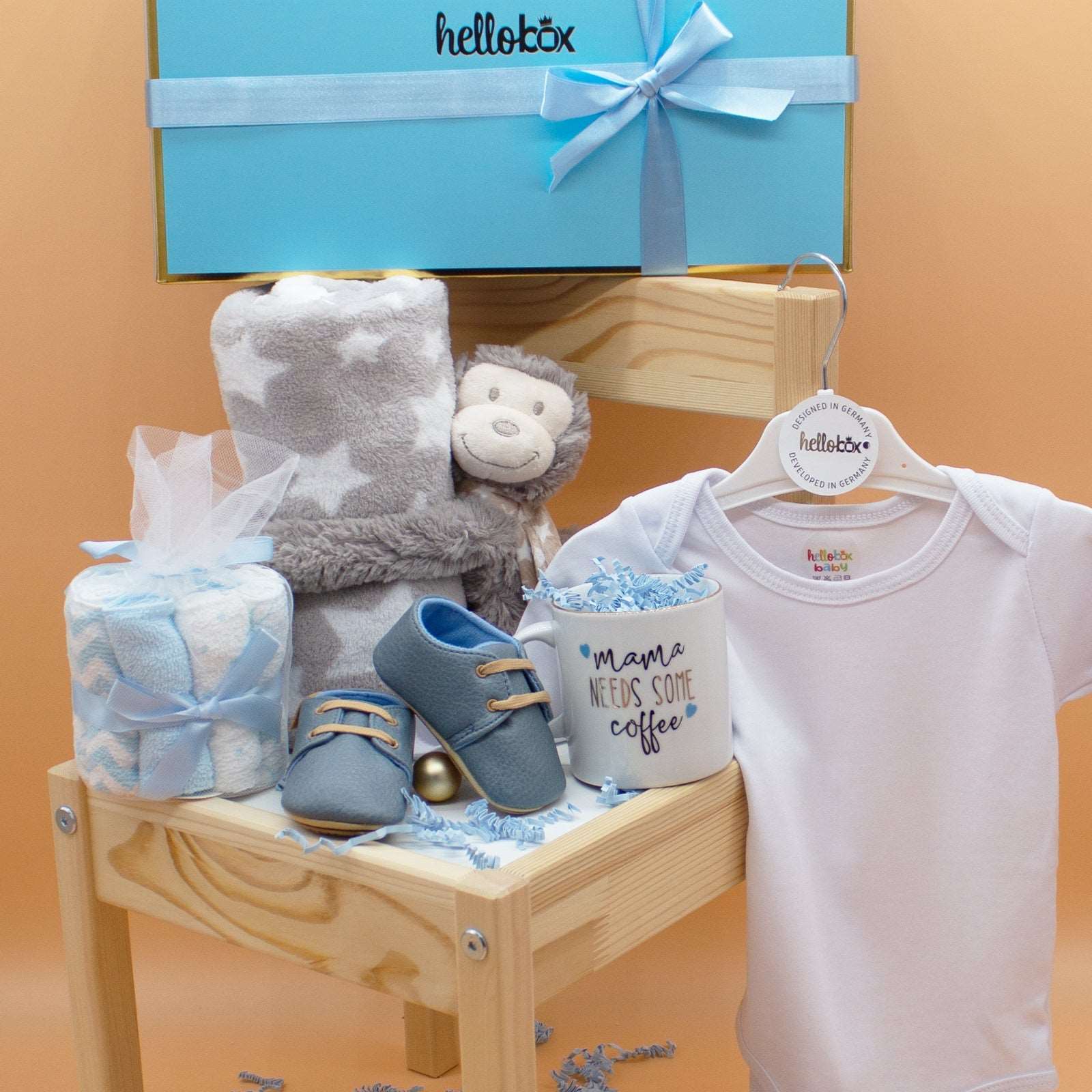 Hellobox gifts for newborns with baby blanket, plush toy