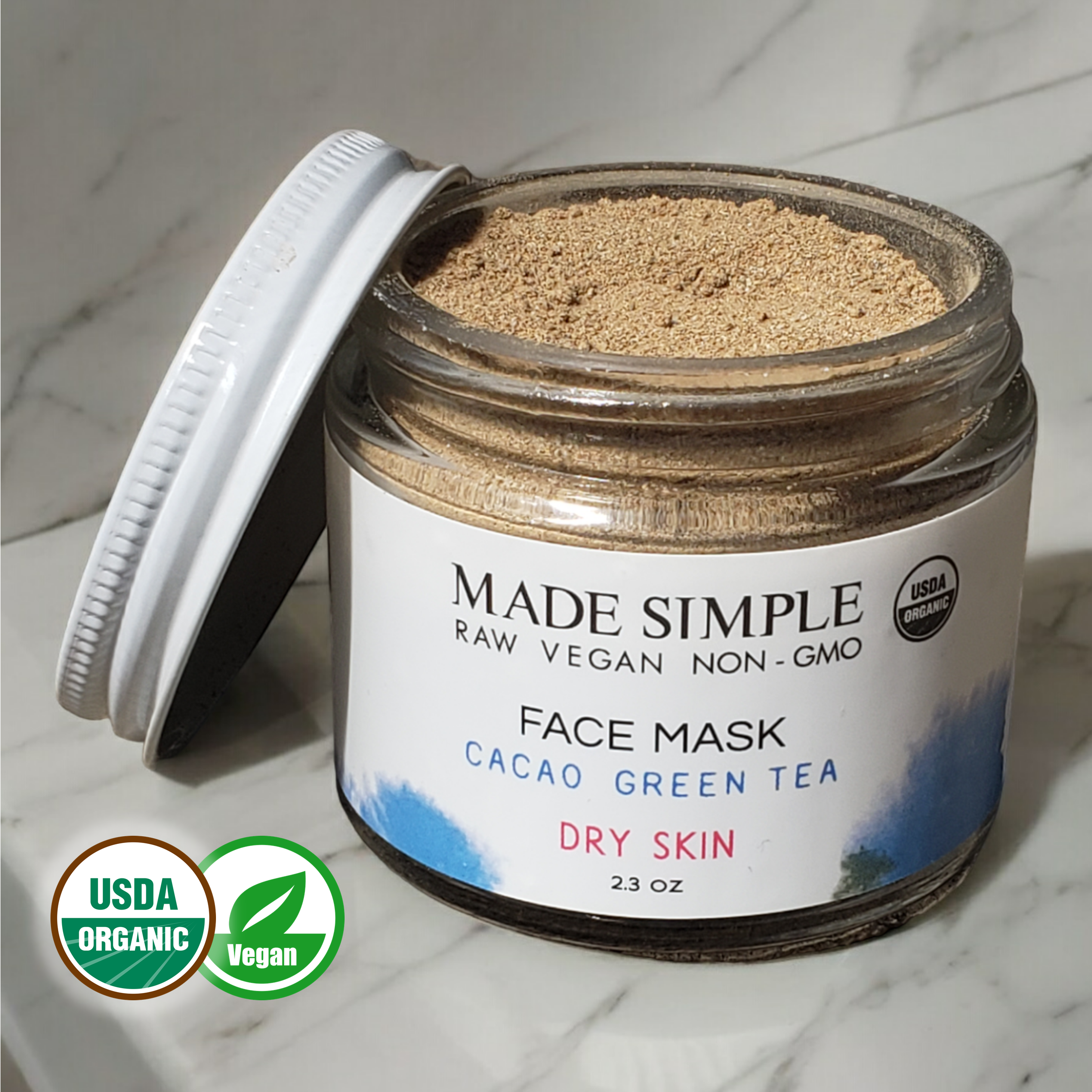 Cacao Green Tea Face Mask for Dry Skin - Certified Organic, Vegan & Cruelty-free-4
