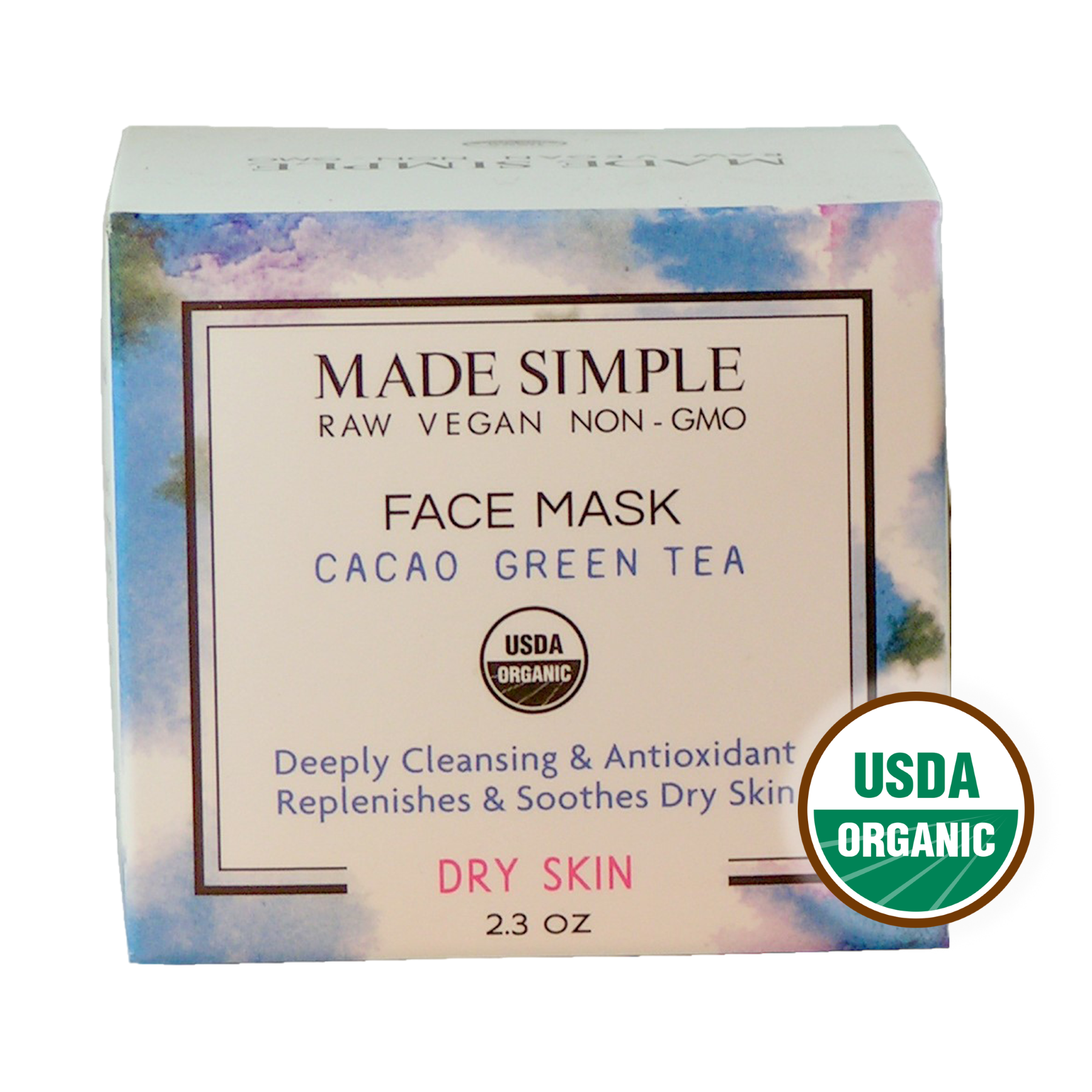 Cacao Green Tea Face Mask for Dry Skin - Certified Organic, Vegan & Cruelty-free-3